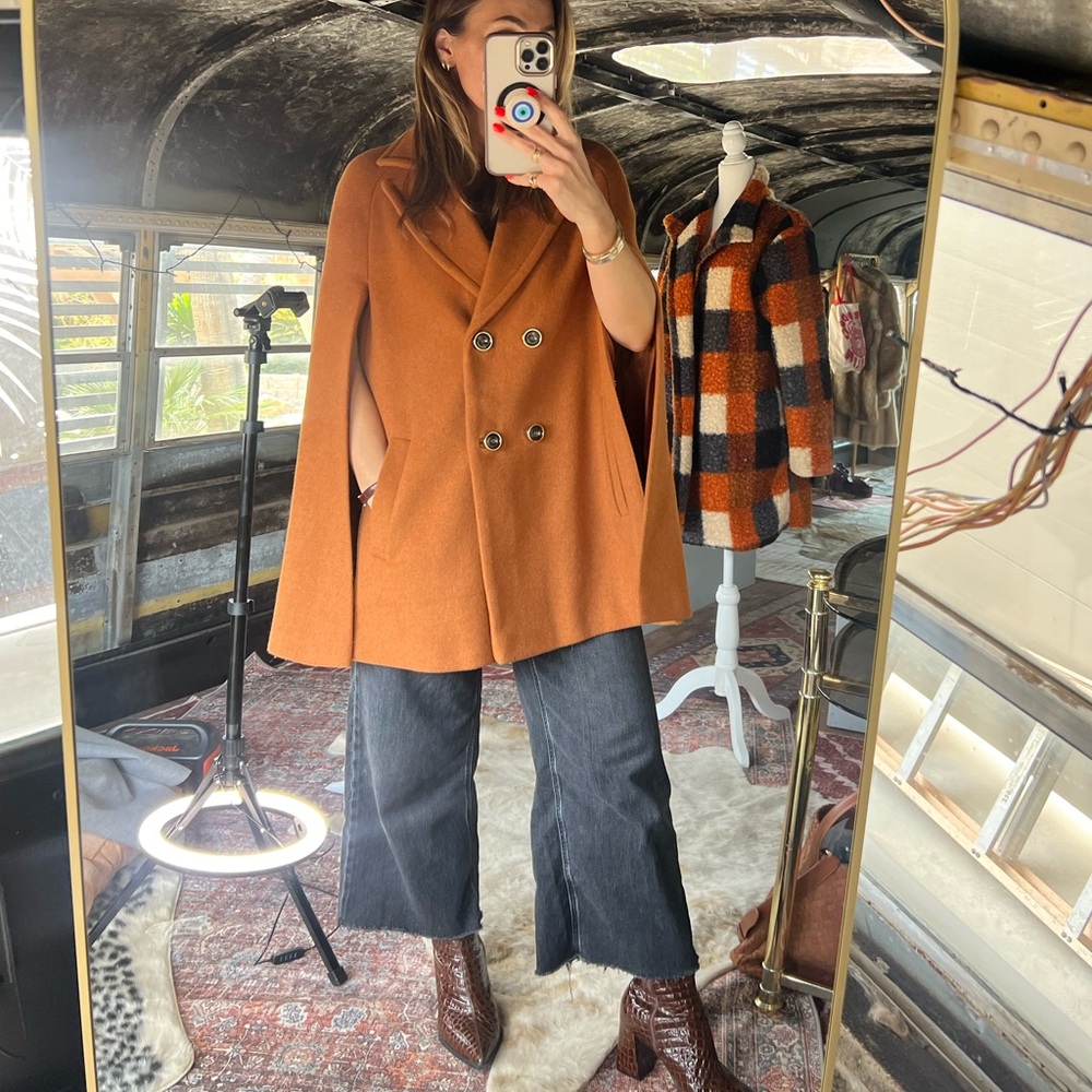 Women's Double-Breasted Burnt Orange Cape